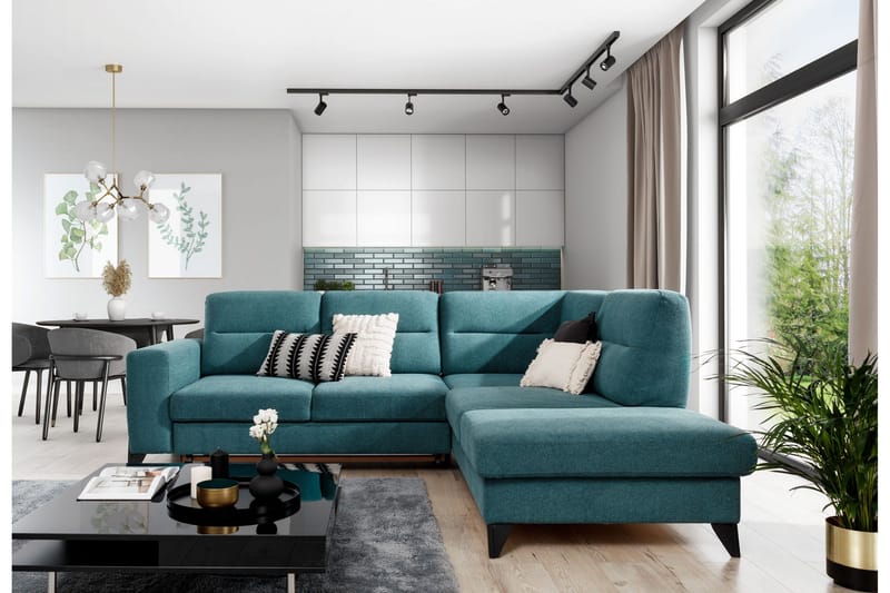 Anglika Sofa m. Sjeselong 4-seters - Lyseblå - Møbler - Sofaer - Sofa med sjeselong