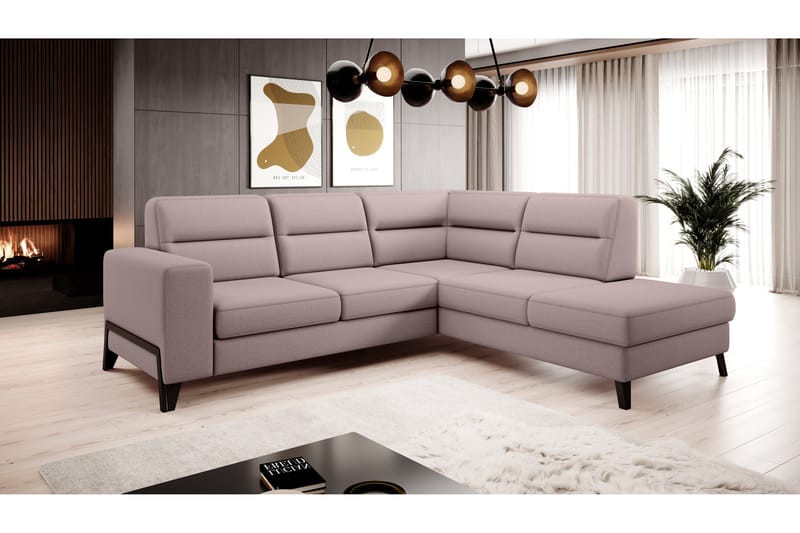 Anglika Sofa m. Sjeselong 4-seters - Rosa - Sofa med sjeselong - 4 seters sofa med divan