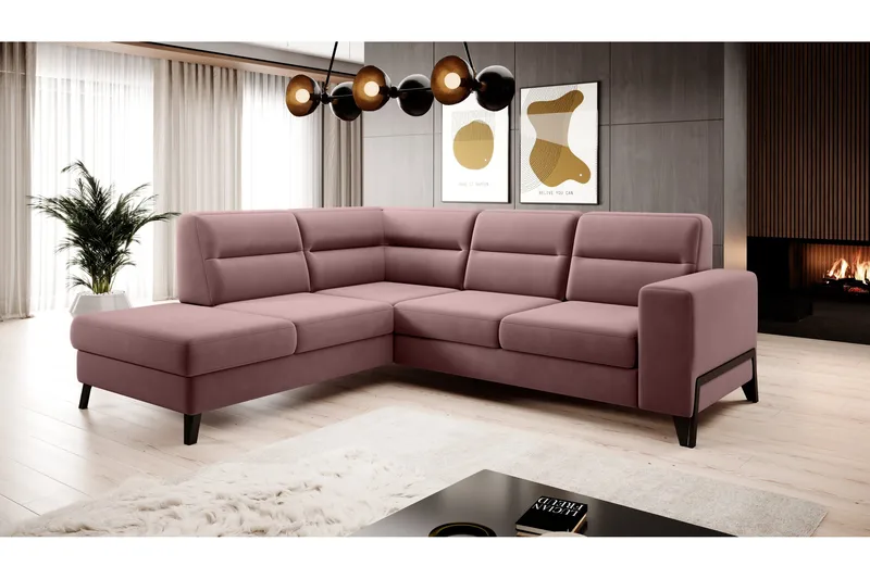 Anglika Sofa m. Sjeselong 4-seters - Rosa - Møbler - Sofaer - Sofa med sjeselong