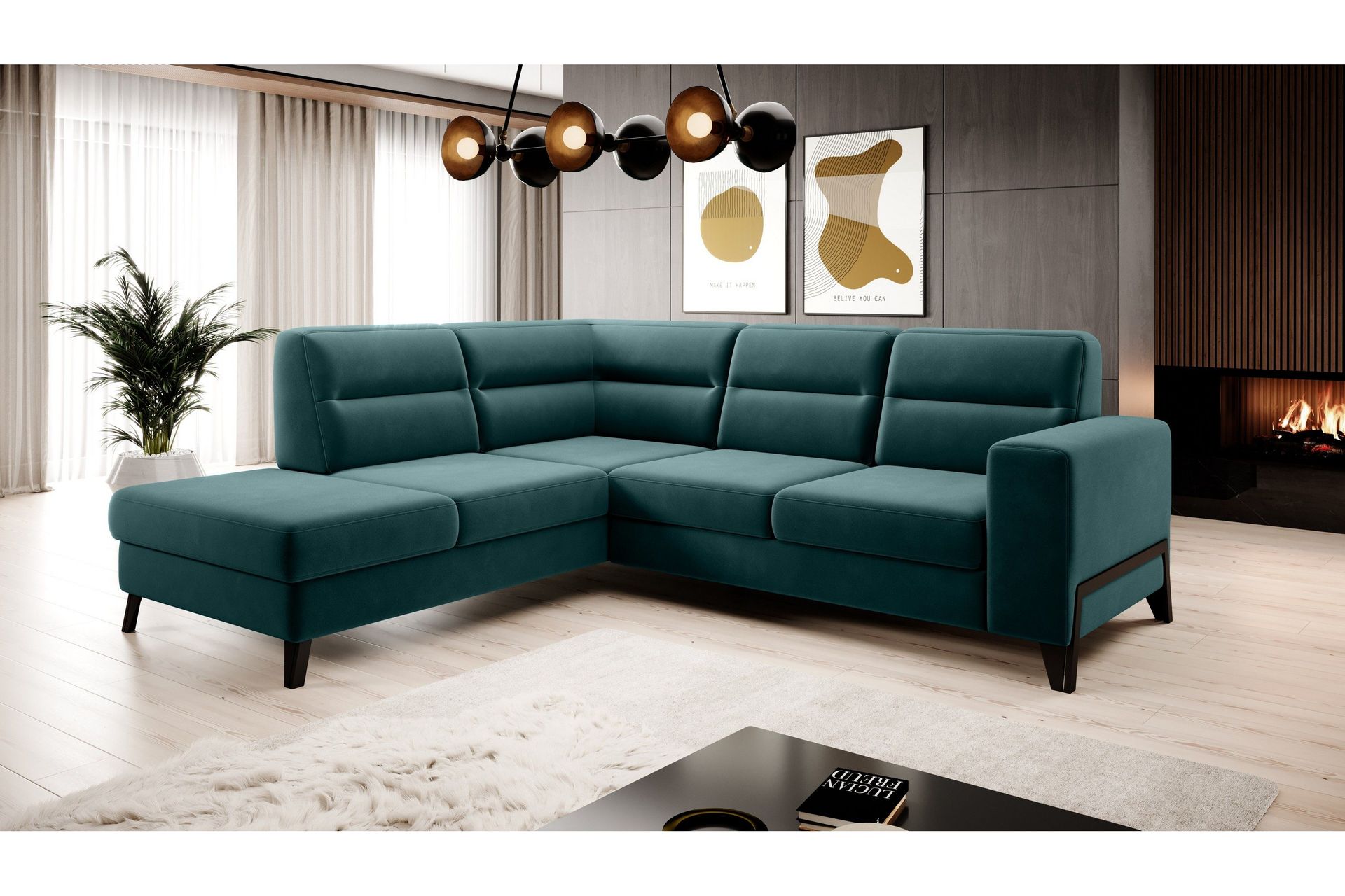 Anglika Sofa m. Sjeselong 4-seters - Turkis