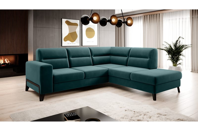Anglika Sofa m. Sjeselong 4-seters - Turkis - Møbler - Sofaer - Sofa med sjeselong