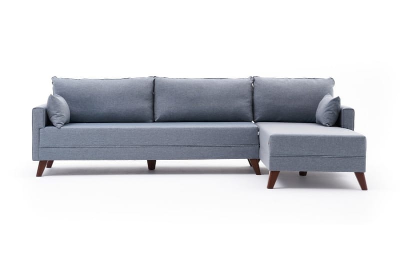 Antigua Divansofa Høyre - Blå/Brun - Sofa med sjeselong - 4 seters sofa med divan
