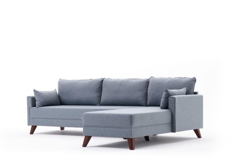 Antigua Divansofa Høyre - Blå/Brun - Sofa med sjeselong - 4 seters sofa med divan