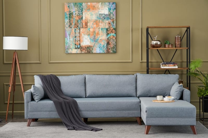Antigua Divansofa Høyre - Blå/Brun - Møbler - Sofaer - Sofa med sjeselong