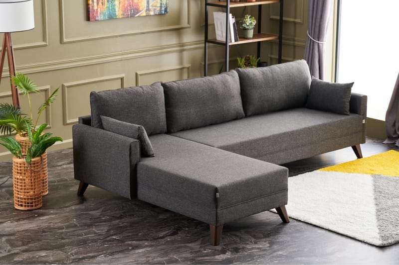 Antigua Divansofa Venstre - Antrasitt/Brun - Sofa med sjeselong - 4 seters sofa med divan