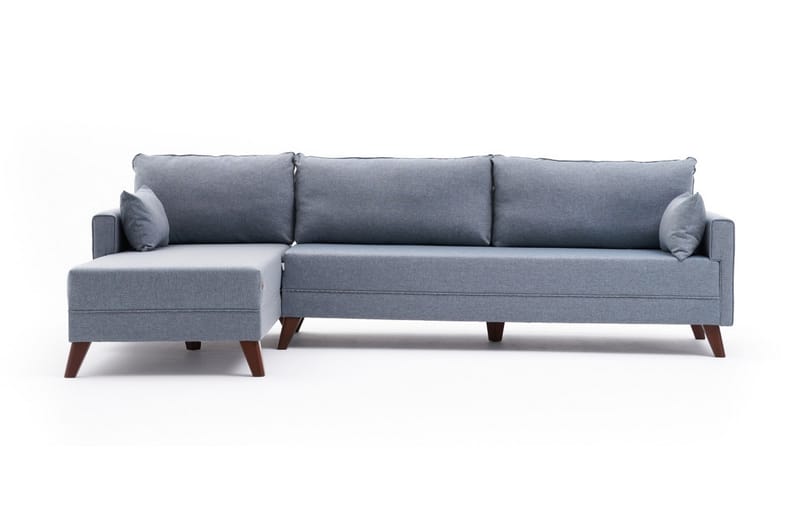 Antigua Divansofa Venstre - Blå/Brun - Sofa med sjeselong - 4 seters sofa med divan