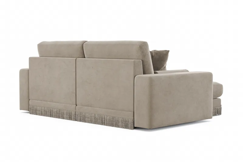 Arken Lyx 3-seter Vendbar L-formet Dyp Divansofa i fløyel - Beige - Møbler - Sofaer - Sofa med sjeselong