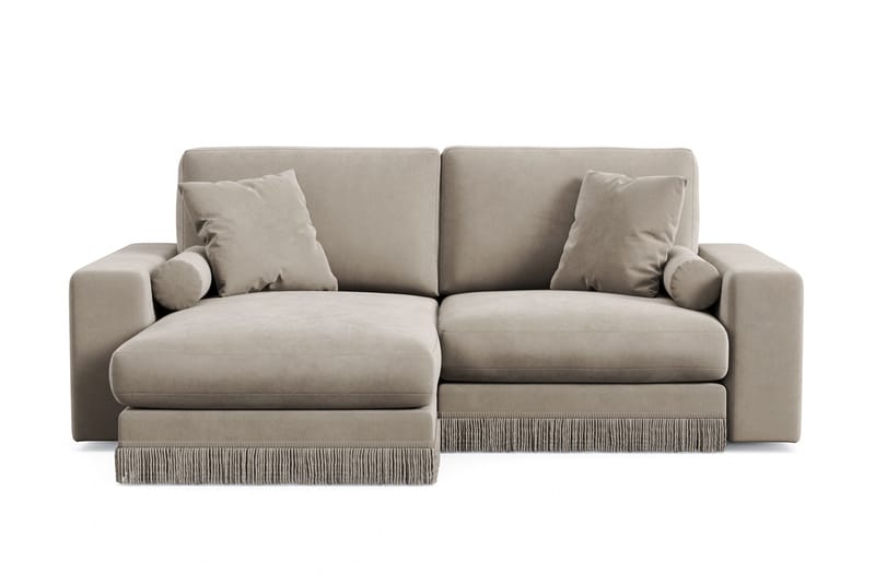 Arken Lyx 3-seter Vendbar L-formet Dyp Divansofa i fløyel - Beige - Møbler - Sofaer - Sofa med sjeselong