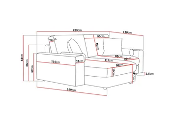 Arken Lyx 3-seter Vendbar L-formet Dyp Divansofa i Manchester - Beige - Møbler - Sofaer - Sofa med sjeselong