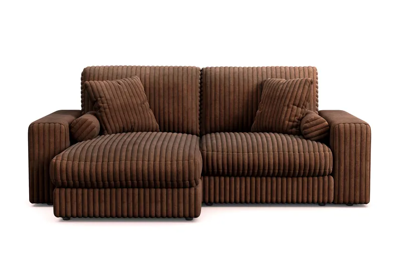 Arken Lyx 3-seter Vendbar L-formet Dyp Divansofa i Manchester - Mørkebrun - Møbler - Sofaer - Sofa med sjeselong