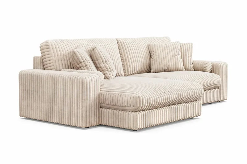 Arken Lyx 4-seter Vendbar L-formet Dyp Divansofa i Manchester - Beige - Møbler - Sofaer - Sofa med sjeselong