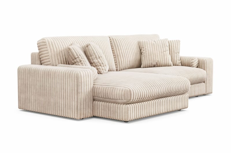Arken Lyx 4-seter Vendbar L-formet Dyp Divansofa i Manchester - Beige - Møbler - Sofaer - Sofa med sjeselong