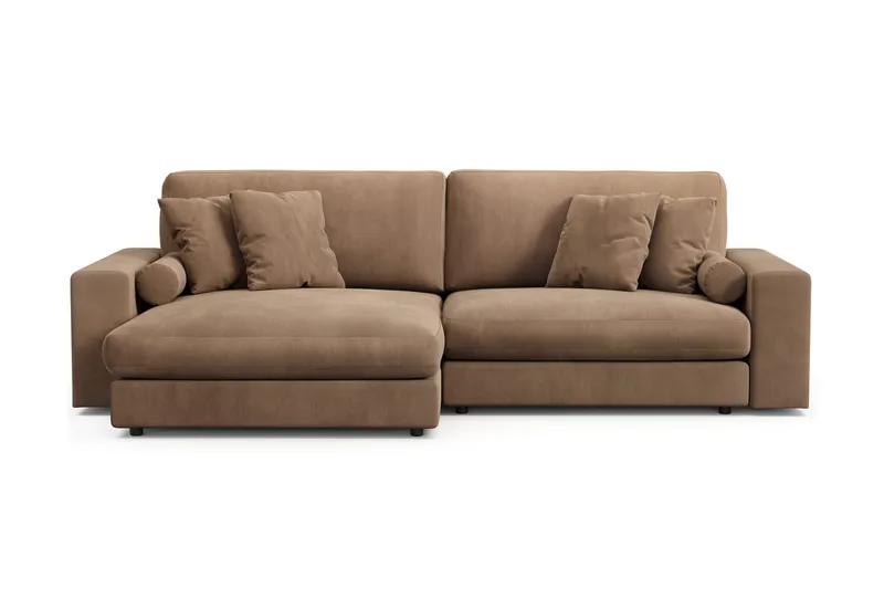 Arken Lyx 4-seter Vendbar L-formet Dyp Divansofa i Manchester - Brun - Møbler - Sofaer - Sofa med sjeselong