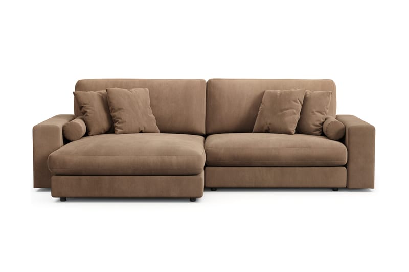 Arken Lyx 4-seter Vendbar L-formet Dyp Divansofa i Manchester - Brun - Møbler - Sofaer - Sofa med sjeselong