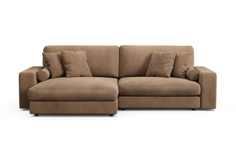 Arken Lyx 4-seter Vendbar L-formet Dyp Divansofa i Manchester - Brun - Møbler - Sofaer - Sofa med sjeselong