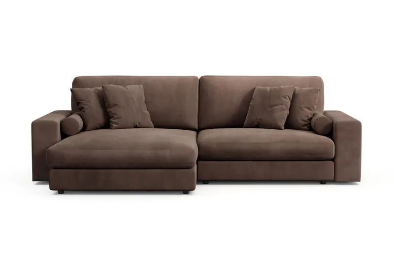 Arken Lyx 4-seter Vendbar L-formet Dyp Divansofa i Manchester - Brun - Møbler - Sofaer - Sofa med sjeselong