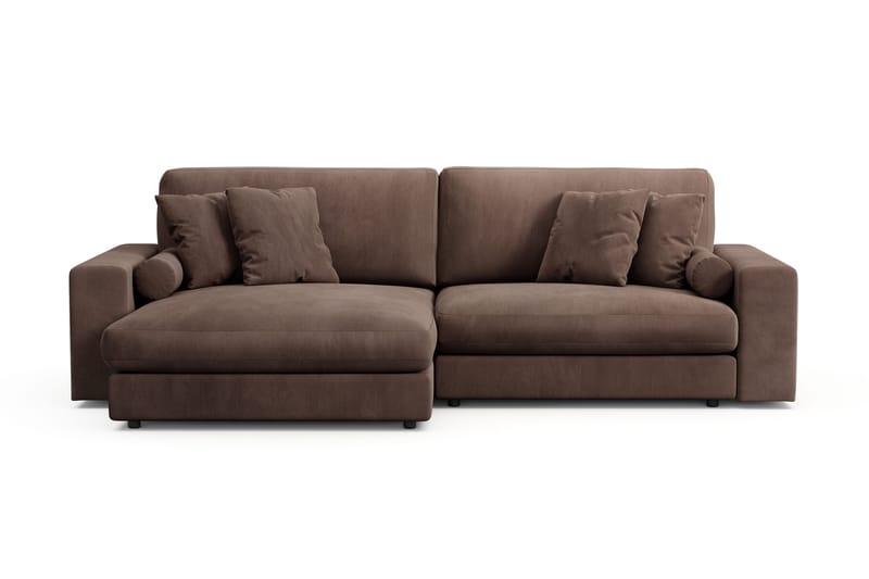 Arken Lyx 4-seter Vendbar L-formet Dyp Divansofa i Manchester - Brun - Møbler - Sofaer - Sofa med sjeselong