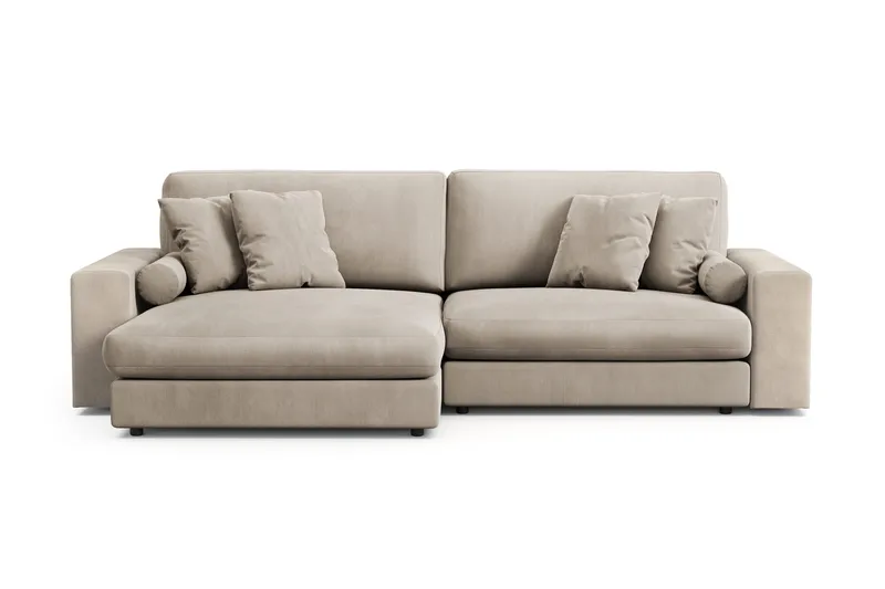 Arken Lyx 4-seter Vendbar L-formet Dyp Divansofa i Manchester - Greige - Møbler - Sofaer - Sofa med sjeselong