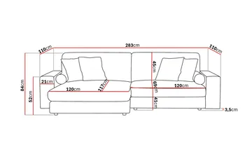 Arken Lyx 4-seter Vendbar L-formet Dyp Divansofa i Manchester - Greige - Møbler - Sofaer - Sofa med sjeselong