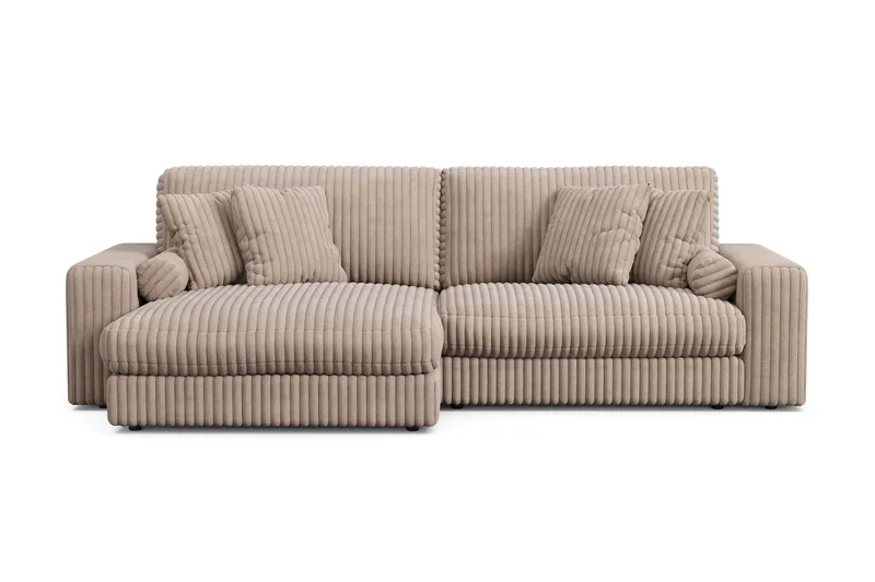 Arken Lyx 4-seter Vendbar L-formet Dyp Divansofa i Manchester - Greige - Møbler - Sofaer - Sofa med sjeselong