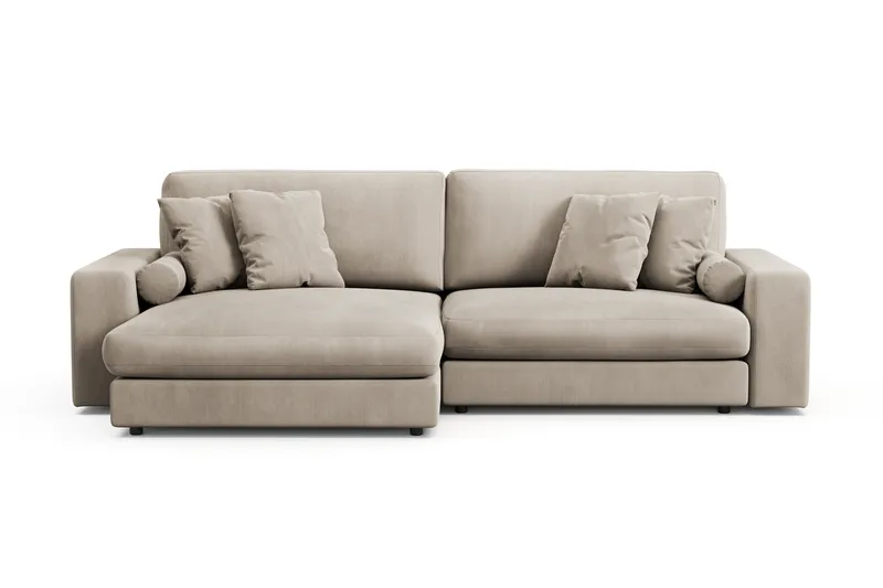 Arken Lyx 4-seter Vendbar L-formet Dyp Divansofa i Manchester - Greige - Møbler - Sofaer - Sofa med sjeselong