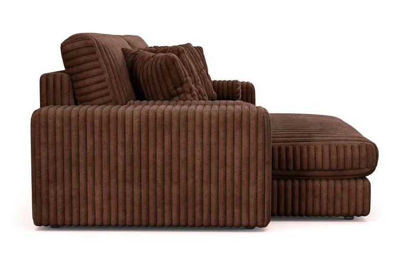 Arken Lyx 4-seter Vendbar L-formet Dyp Divansofa i Manchester - Mørkebrun - Møbler - Sofaer - Sofa med sjeselong