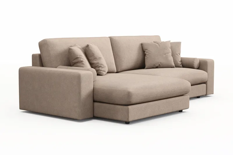 Arken Lyx 4-seter Vendbar L-formet Dyp Divansofa i stoff - Beige - Møbler - Sofaer - Sofa med sjeselong