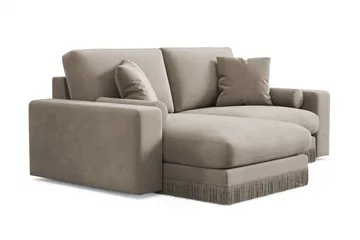 Arken Lyx vendbar, dyp 3-seters L-formet sjeselongsofa i fløyel - Beige - Møbler - Sofaer - Sofa med sjeselong