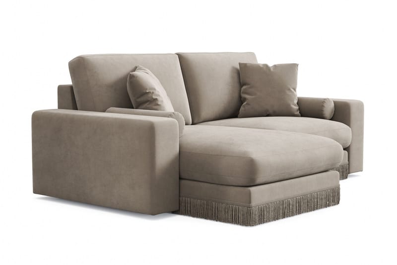 Arken Lyx vendbar, dyp 3-seters L-formet sjeselongsofa i fløyel - Beige - Møbler - Sofaer - Sofa med sjeselong