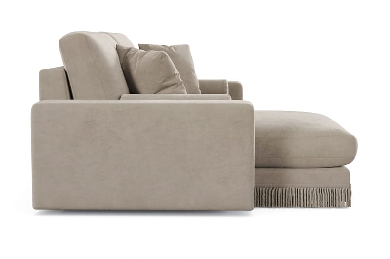 Arken Lyx vendbar, dyp 3-seters L-formet sjeselongsofa i fløyel - Beige - Møbler - Sofaer - Sofa med sjeselong
