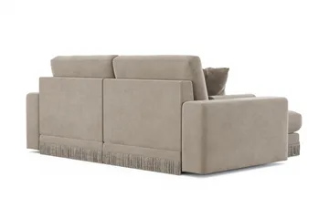 Arken Lyx vendbar, dyp 3-seters L-formet sjeselongsofa i fløyel - Beige - Møbler - Sofaer - Sofa med sjeselong