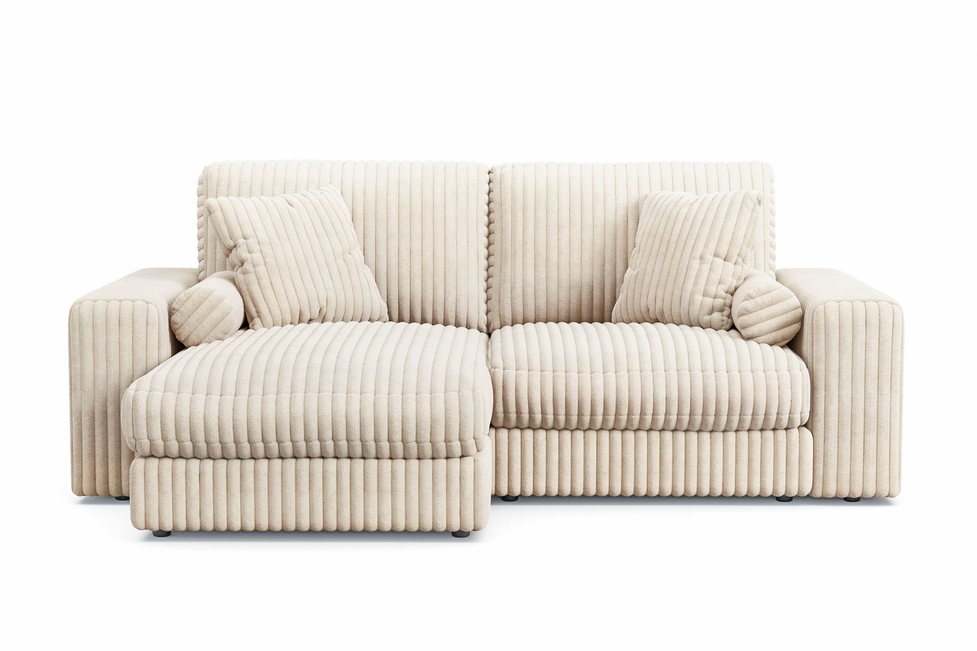 Arken Lyx vendbar, dyp 3-seters L-formet sjeselongsofa i kordfløyel - Beige