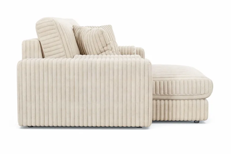 Arken Lyx vendbar, dyp 3-seters L-formet sjeselongsofa i kordfløyel - Beige - Møbler - Sofaer - Sofa med sjeselong