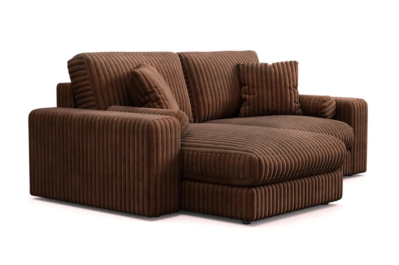 Arken Lyx vendbar, dyp 3-seters L-formet sjeselongsofa i kordfløyel - Mørkebrun - Møbler - Sofaer - Sofa med sjeselong