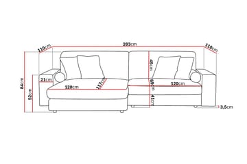 Arken Lyx vendbar, dyp 4-seters L-formet sjeselongsofa i fløyel - Beige - Møbler - Sofaer - Sofa med sjeselong