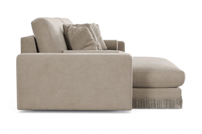Arken Lyx vendbar, dyp 4-seters L-formet sjeselongsofa i fløyel - Beige - Møbler - Sofaer - Sofa med sjeselong