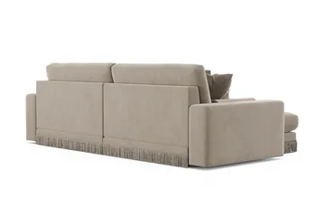 Arken Lyx vendbar, dyp 4-seters L-formet sjeselongsofa i fløyel - Beige - Møbler - Sofaer - Sofa med sjeselong