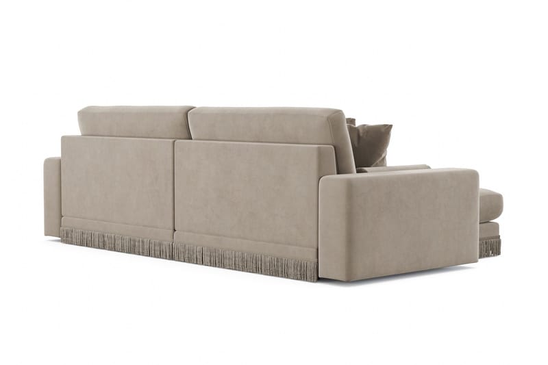 Arken Lyx vendbar, dyp 4-seters L-formet sjeselongsofa i fløyel - Beige - Møbler - Sofaer - Sofa med sjeselong