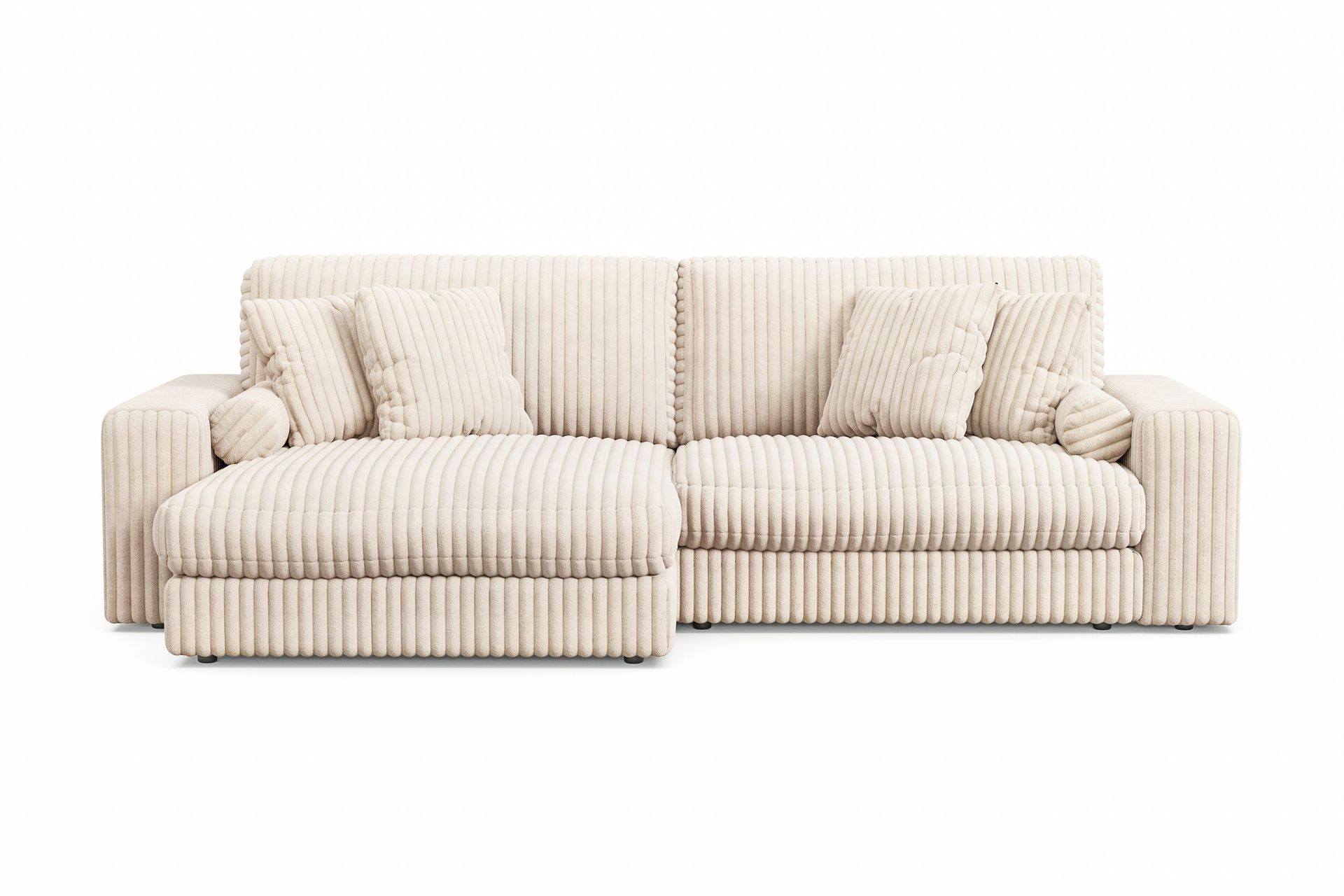 Arken Lyx vendbar, dyp 4-seters L-formet sjeselongsofa i kordfløyel - Beige