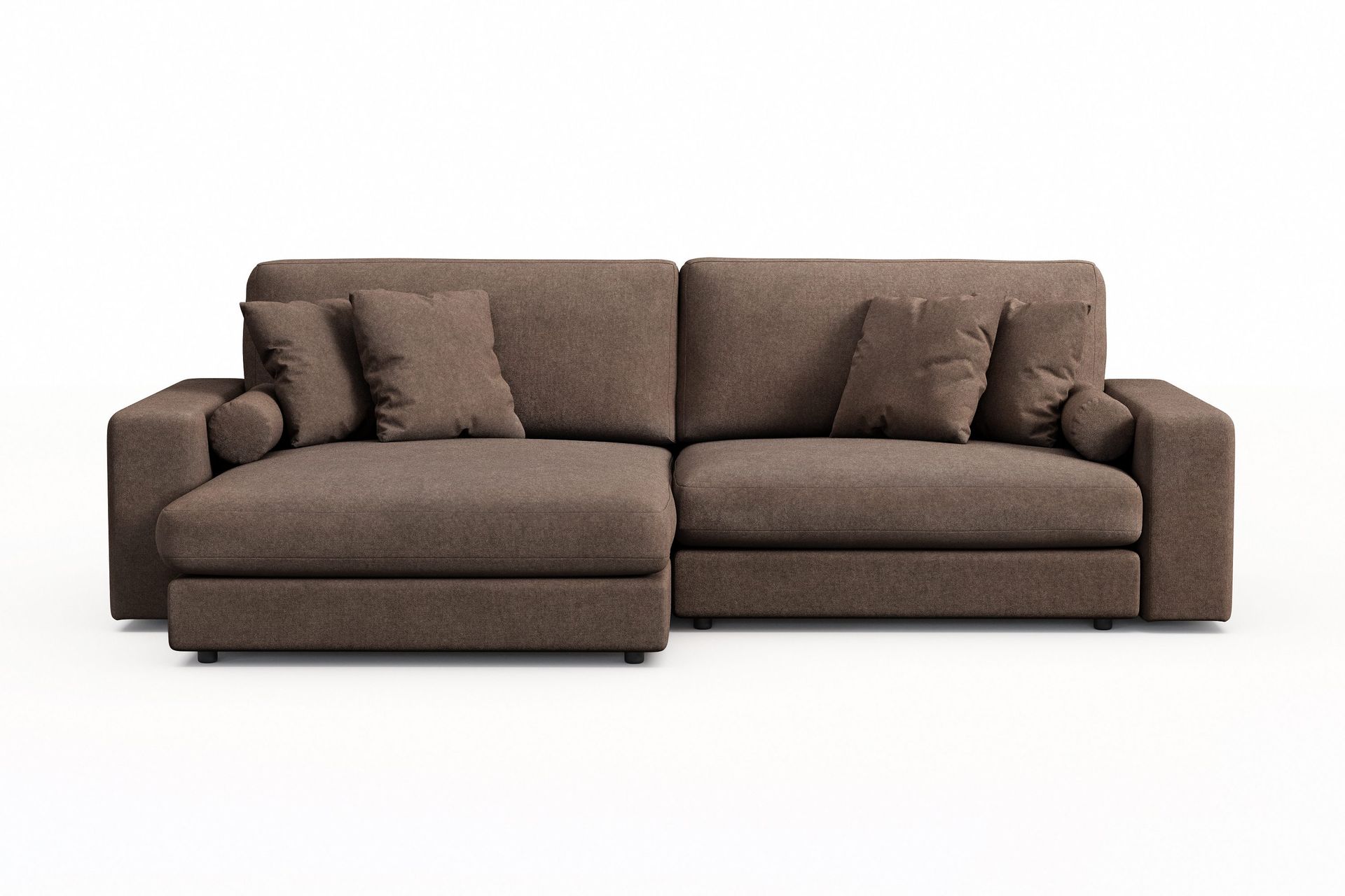 Arken Lyx vendbar, dyp 4-seters L-formet sjeselongsofa i stoff - Brun