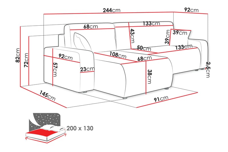Barile Sofa med Divan 3-seter - Grønn - Møbler - Sofaer - Sofa med sjeselong