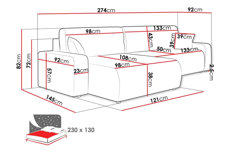 Barile Sofa med Divan 3-seter - Lys grå - Møbler - Sofaer - Sofa med sjeselong
