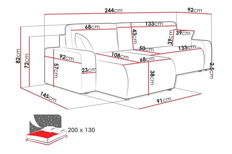 Barile Sofa med Divan 3-seter - Lys grå - Møbler - Sofaer - Sofa med sjeselong