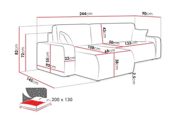 Barile Sofa med Divan 3-seter - Rosa - Møbler - Sofaer - Sofa med sjeselong