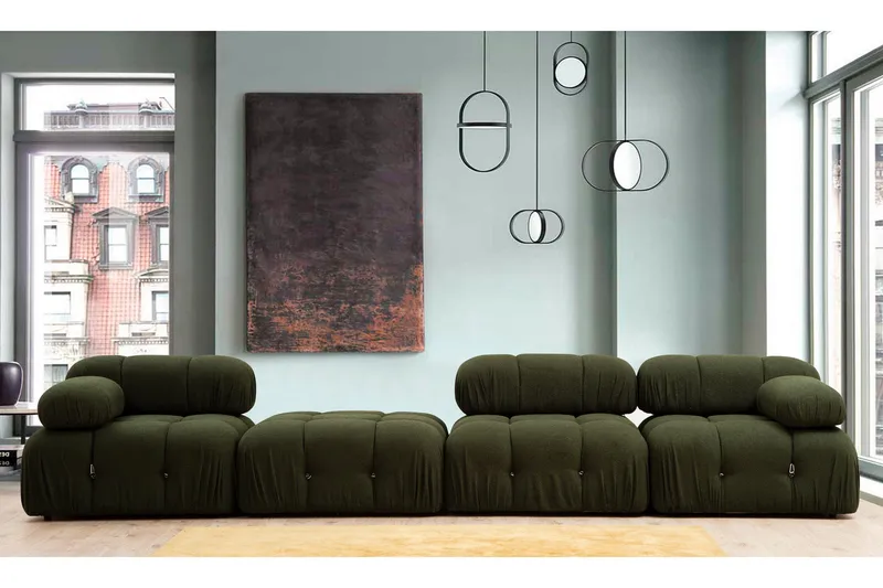 Belgin Boblende Divansofa 3-seter 288 cm - Grønn - Møbler - Sofaer - Sofa med sjeselong