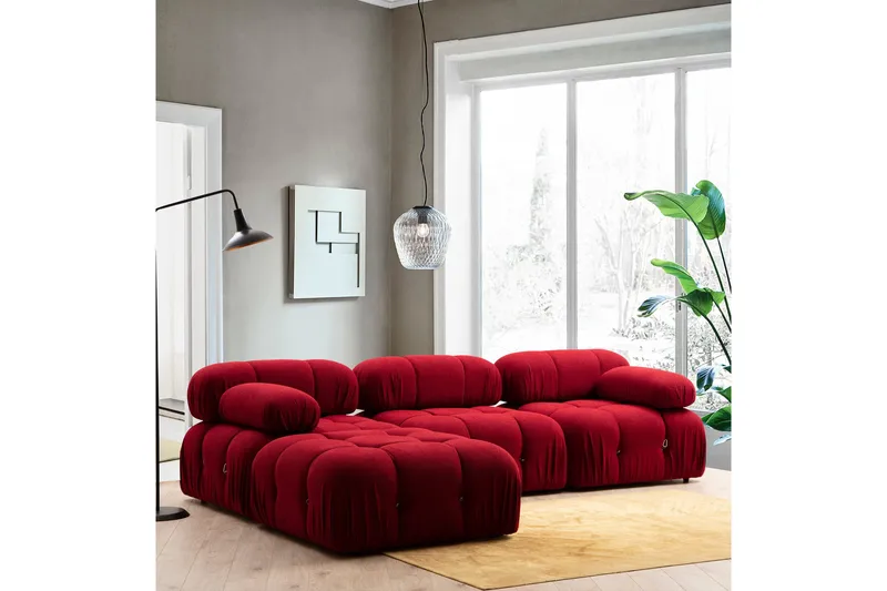 Belgin Boblende Divansofa 3-seter 288 cm - Rød - Møbler - Sofaer - Sofa med sjeselong