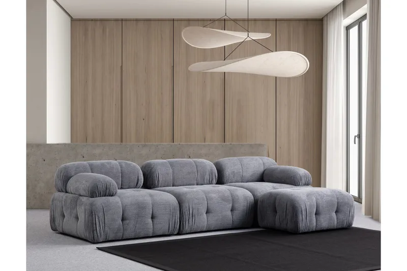 Belgin Sofa med Sjeselong 3-seter - Grå - Møbler - Sofaer - Modulsofaer - Komplett modulsofa