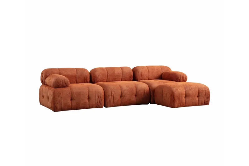 Belgin Sofa med Sjeselong 3-seter - Oransje - Møbler - Sofaer - Modulsofaer - Komplett modulsofa