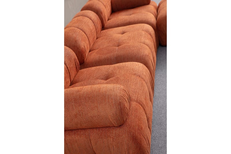 Belgin Sofa med Sjeselong 3-seter - Oransje - Møbler - Sofaer - Modulsofaer - Komplett modulsofa
