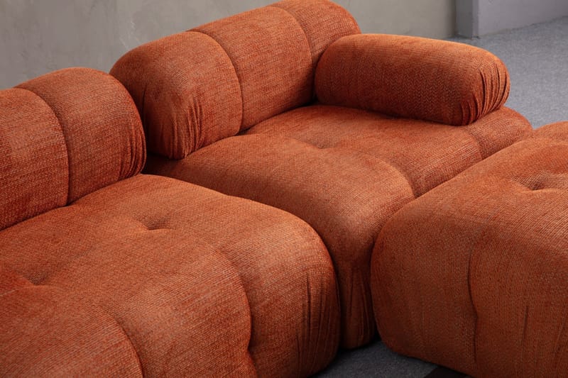 Belgin Sofa med Sjeselong 3-seter - Oransje - Møbler - Sofaer - Modulsofaer - Komplett modulsofa